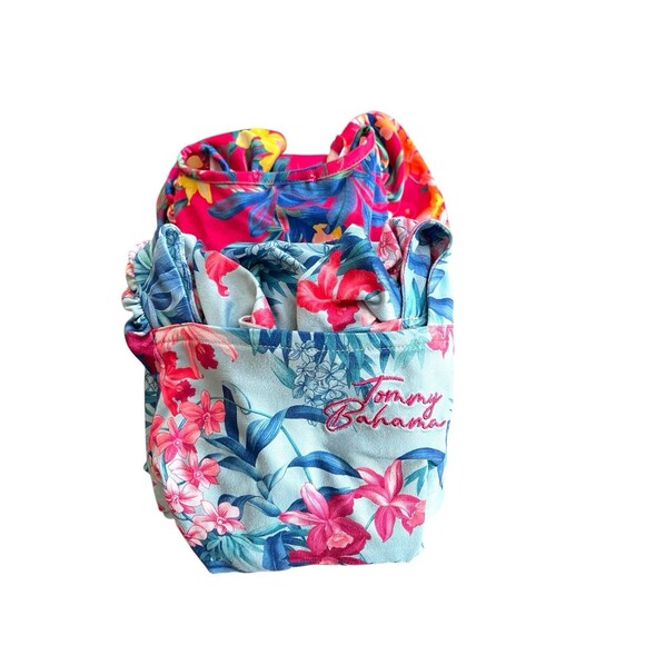 Tommy Bahama Girls Dress Lot of 2 Sz 3T Blue Pink Tropical Floral Beach Sundress - Picture 1 of 16